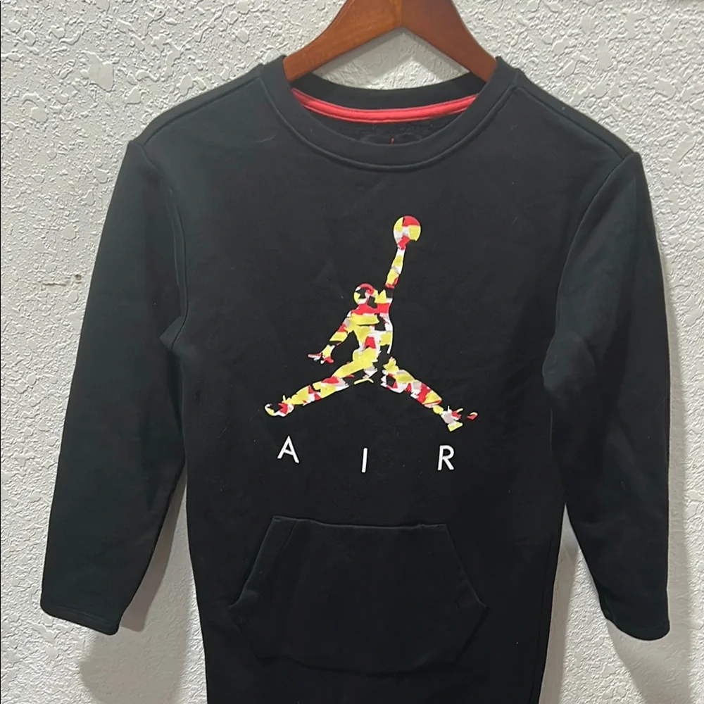 Air Jordan Black Long Sleeve Dress with Colorful Logo size L 12-13yrs GUC